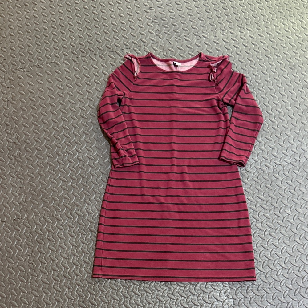 Old Navy Women’s Maroon and Black Striped Dress with Ruffle sleeve XS